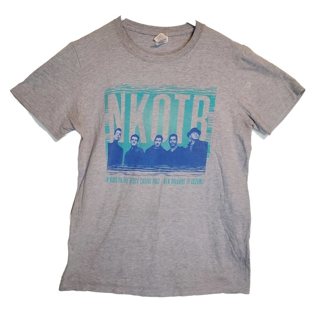 New Kids On the Block 2017 Concert Cruise Gray Blue T-Shirt Medium
